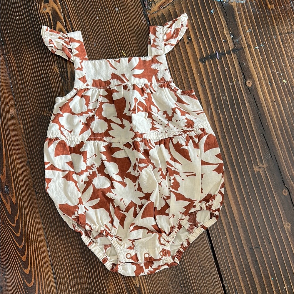 Cat & Jack Floral Romper - Brown and White